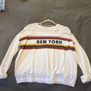 New York Graphic Men's Sweater - Cream